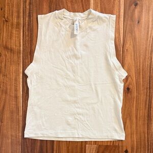 SKIMS Sleeveless White Muscle Tee, Bone, Size L